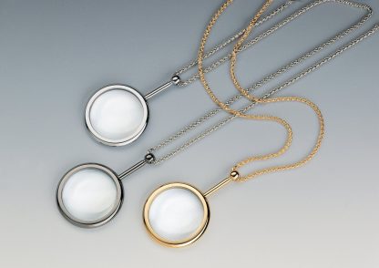 Image of three pendants in a row in order of two sliver and one gold all on matching chains