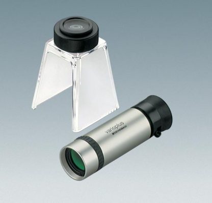 Image of magnification on mounted stand and hand-held magnifier with silver cover